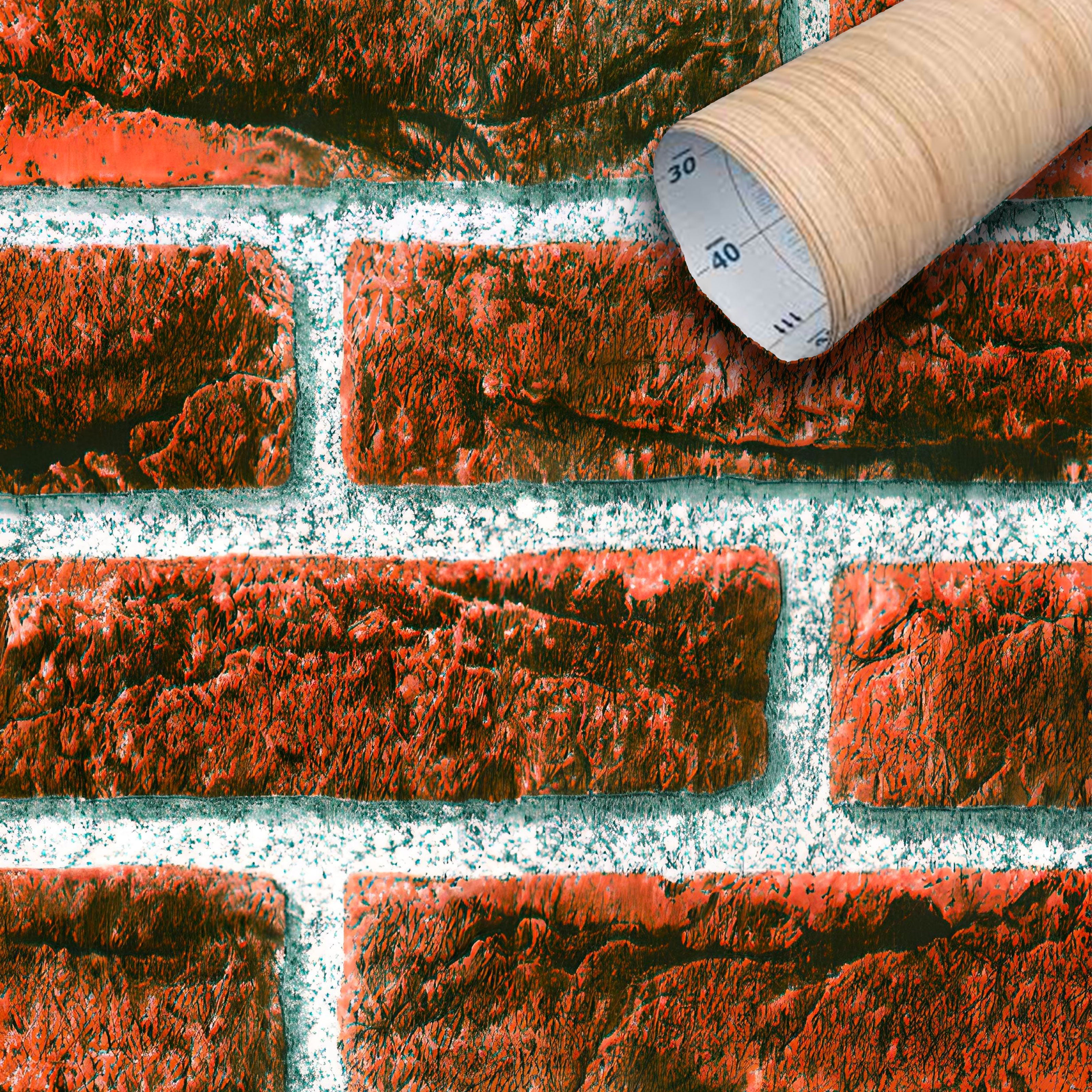 Rotolo 45cm x 2mt di pellicola adesiva effetto MATTONI ROSSI 3d HD per mura e mobili