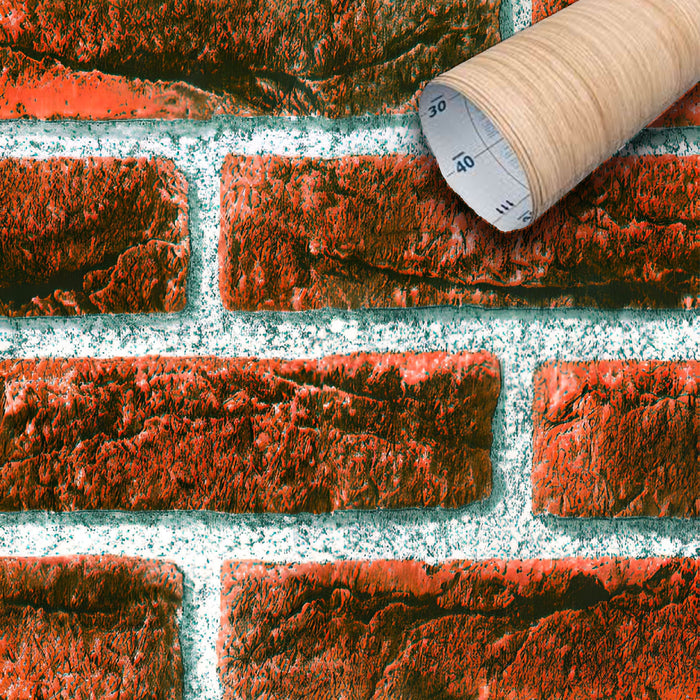 Rotolo 45cm x 2mt di pellicola adesiva effetto MATTONI ROSSI 3d HD per mura e mobili