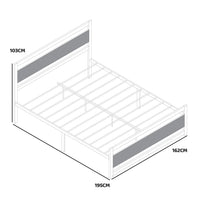 Etna - Struttura letto matrimoniale in legno e metallo, 162x195 cm colore marrone
