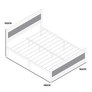 Etna - Struttura letto matrimoniale in legno e metallo, 162x195 cm colore marrone
