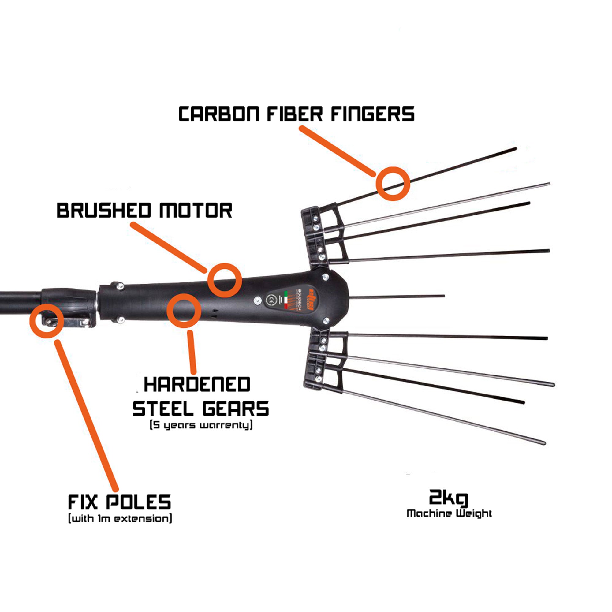Etna Tremor 240 - Abbacchiatore Elettrico 12V Scuotitore per Olive 370W 1110 bpm con Prolunga