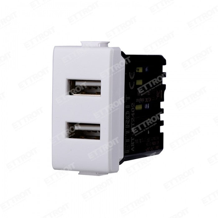ETTROIT PRESA USB 2POSTI 2.1AMH compatibile matix bticino| MT2402 - ETTROIT