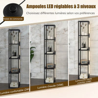 Lampada da terra per soggiorno 163 cm con 4 ripiani Lampadine LED con 3 intensità variabili Aste LED girevoli a 360° Interruttore a pedale nero 20_0008678