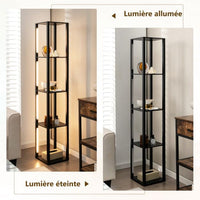 Lampada da terra per soggiorno 163 cm con 4 ripiani Lampadine LED con 3 intensità variabili Aste LED girevoli a 360° Interruttore a pedale nero 20_0008678