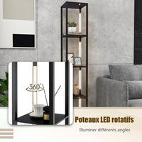 Lampada da terra per soggiorno 163 cm con 4 ripiani Lampadine LED con 3 intensità variabili Aste LED girevoli a 360° Interruttore a pedale nero 20_0008678