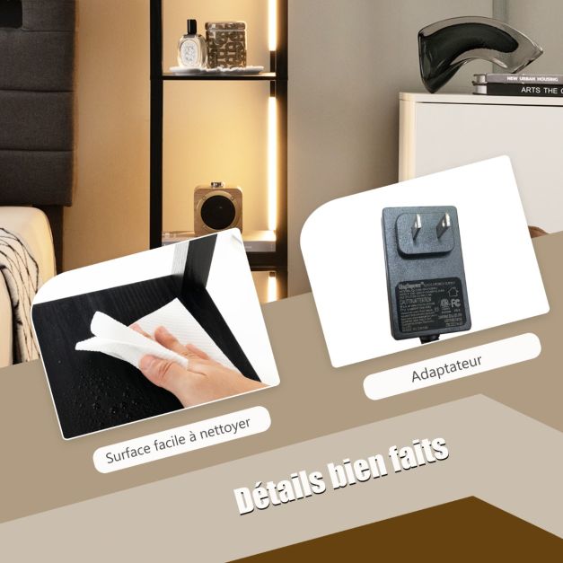 Lampada da terra per soggiorno 163 cm con 4 ripiani Lampadine LED con 3 intensità variabili Aste LED girevoli a 360° Interruttore a pedale nero 20_0008678