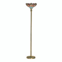 Piantana Drafonfly Tiffany Ottone antico Vetro colorato Luce E27