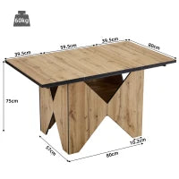 Tavolo da pranzo moderno con venature del legno, per 4-6 persone, 138,5x80x75 cm, Marrone chiaro