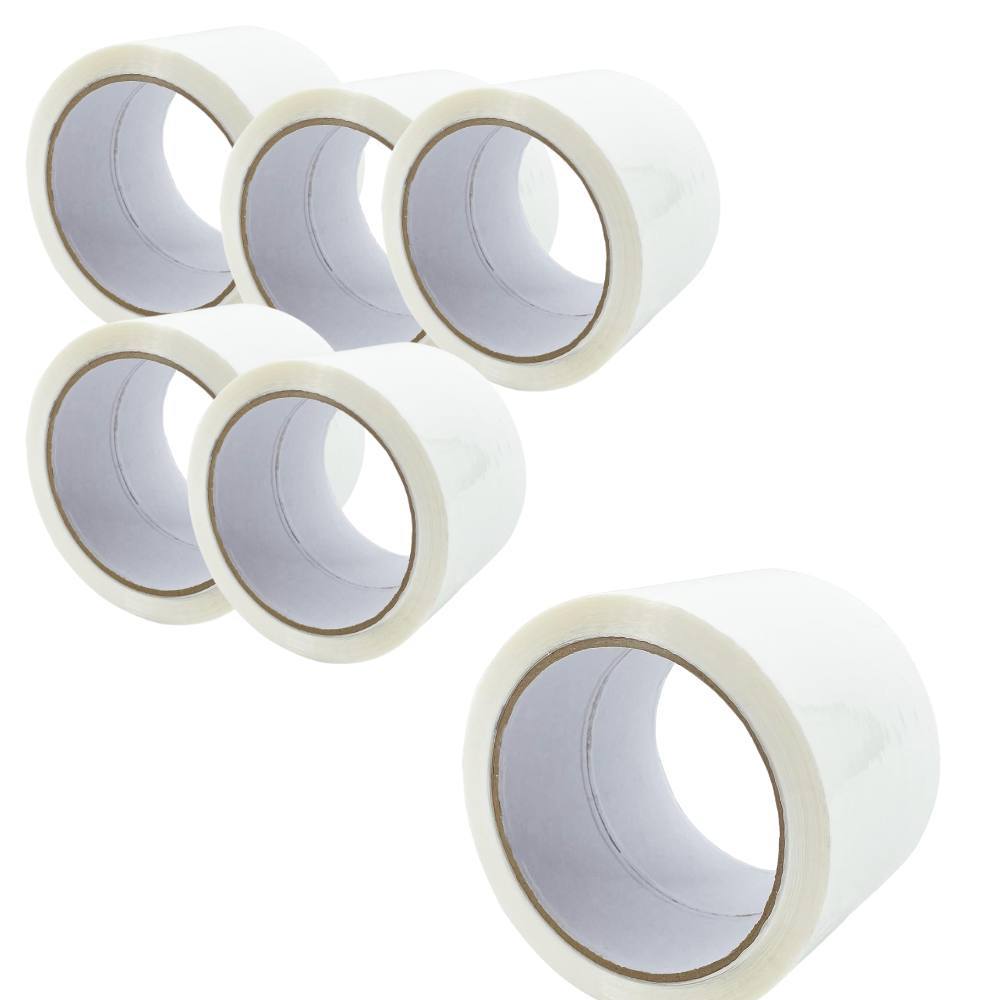 Kit 6 nastro adesivo silenzioso bianco 50x132m per imballaggi continui