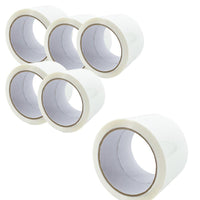 Kit 6 nastro adesivo silenzioso bianco 50x132m per imballaggi continui