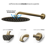 Set per doccia soffione tondo in acciaio inox 250 millimetri finitura oro *** finitura- oro matt satinato, confezione 1