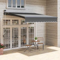 Tendone Parasole a Scomparsa con Manovella Luci Solari Bracci Articolati Protezione Solare UV 50+ 300 cm Larghezza Grigio