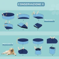 Piscina Vasca da Bagno Portatile Pieghevole per Cani Animali Domestici in PVC Azzurro Φ160 x 30cm