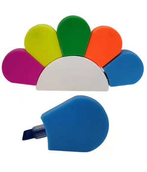 Evidenziatore Fiore A 5 Punte Penna Giallo Verde Fucsia Blu Arancione Fluo         