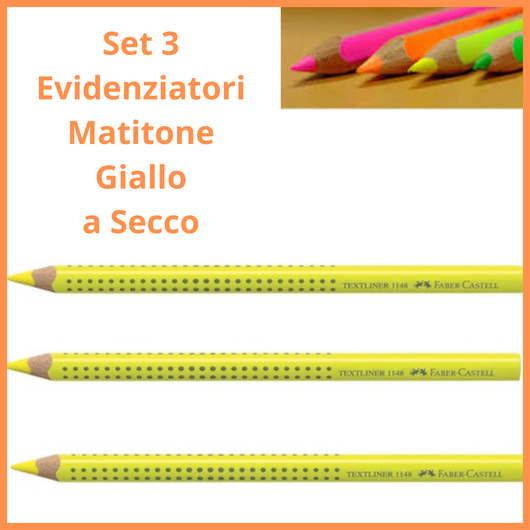 Set 3 evidenziatori evidenziatore a matita giallo colore faber castell scuola ufficio colori matitone