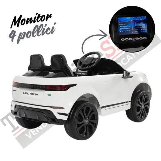 Auto Elettrica Macchina per Bambini LAND ROVER EVOQUE 12V con Monitor 4" Lettore Mp3 -Bianco