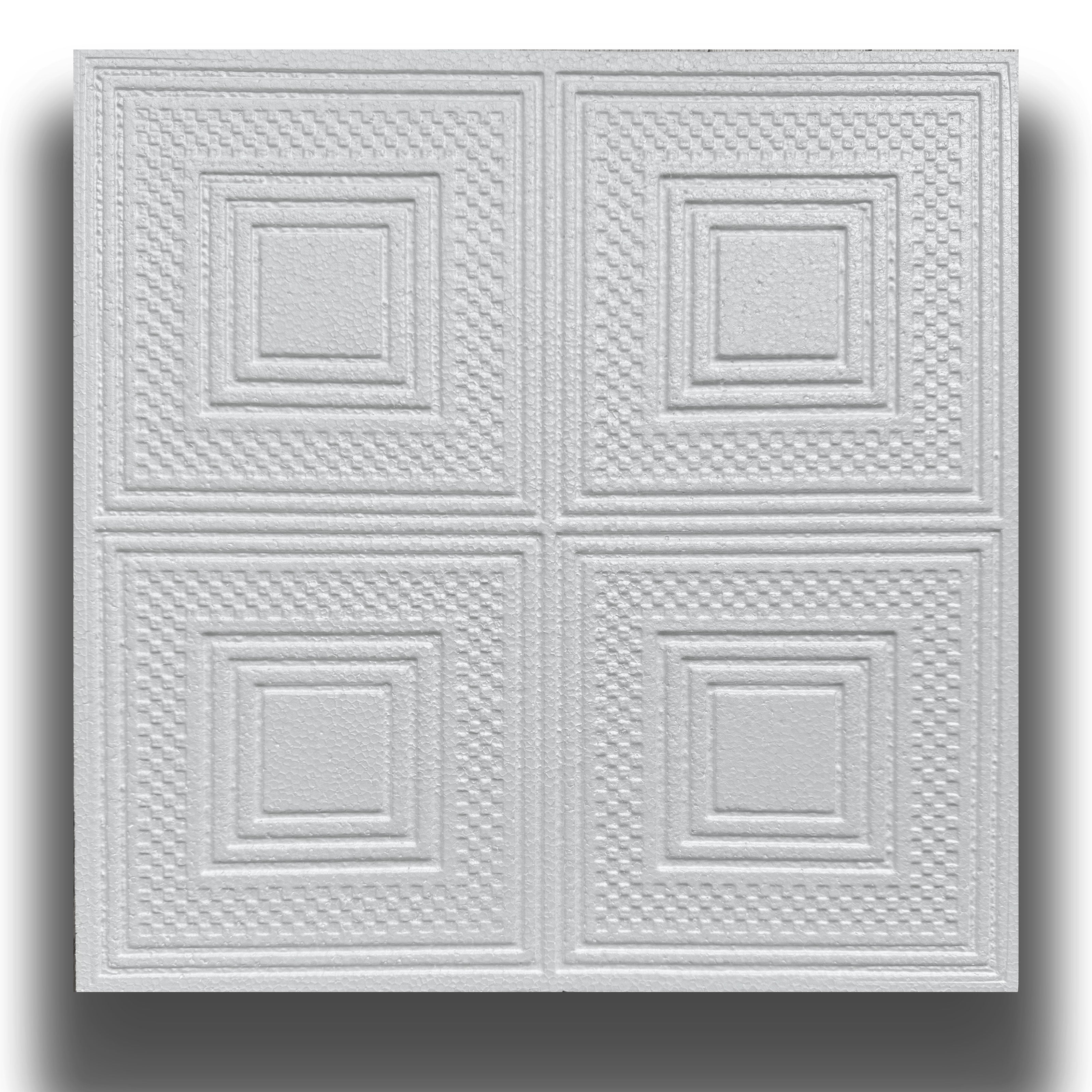 10 o 20mq (40 oppure 80 pezzi) di pannello decorativo a soffitto in polistirene compatto 50x50cm (spess. 1cm) EVORA - Pacco da 10 metri quadrati