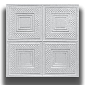 10 o 20mq (40 oppure 80 pezzi) di pannello decorativo a soffitto in polistirene compatto 50x50cm (spess. 1cm) EVORA - Pacco da 10 metri quadrati