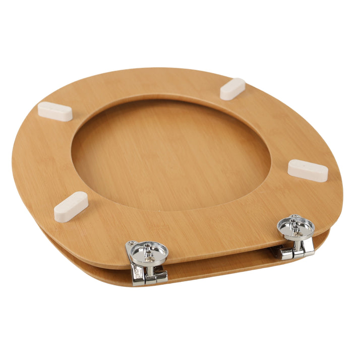 Sedile copriwater tavoletta universale linea bamboo mdf legno cerniere metallo *** tinta acero chiaro, confezione 1