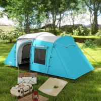 Tenda da Campeggio Familiare 3 4 Persone 2 Stanze 4 Porte e 4 Finestre, Sacco Trasporto, 460 L x 220 L x 175 H cm