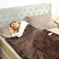 Coperta Elettrica 180x130 cm 10 Livelli di Temperatura Timer Lavabile in Lavatrice, Display LED Marrone