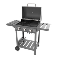 BARBECUE A GAS 3 FUOCHI PIANI LATERALI BBQ COPERCHIO P.57,5xL.118,5xH.104,5 cm EXPERT 3 OMPAGRILL