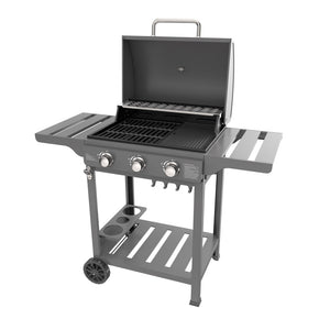BARBECUE A GAS 3 FUOCHI PIANI LATERALI BBQ COPERCHIO P.57,5xL.118,5xH.104,5 cm EXPERT 3 OMPAGRILL