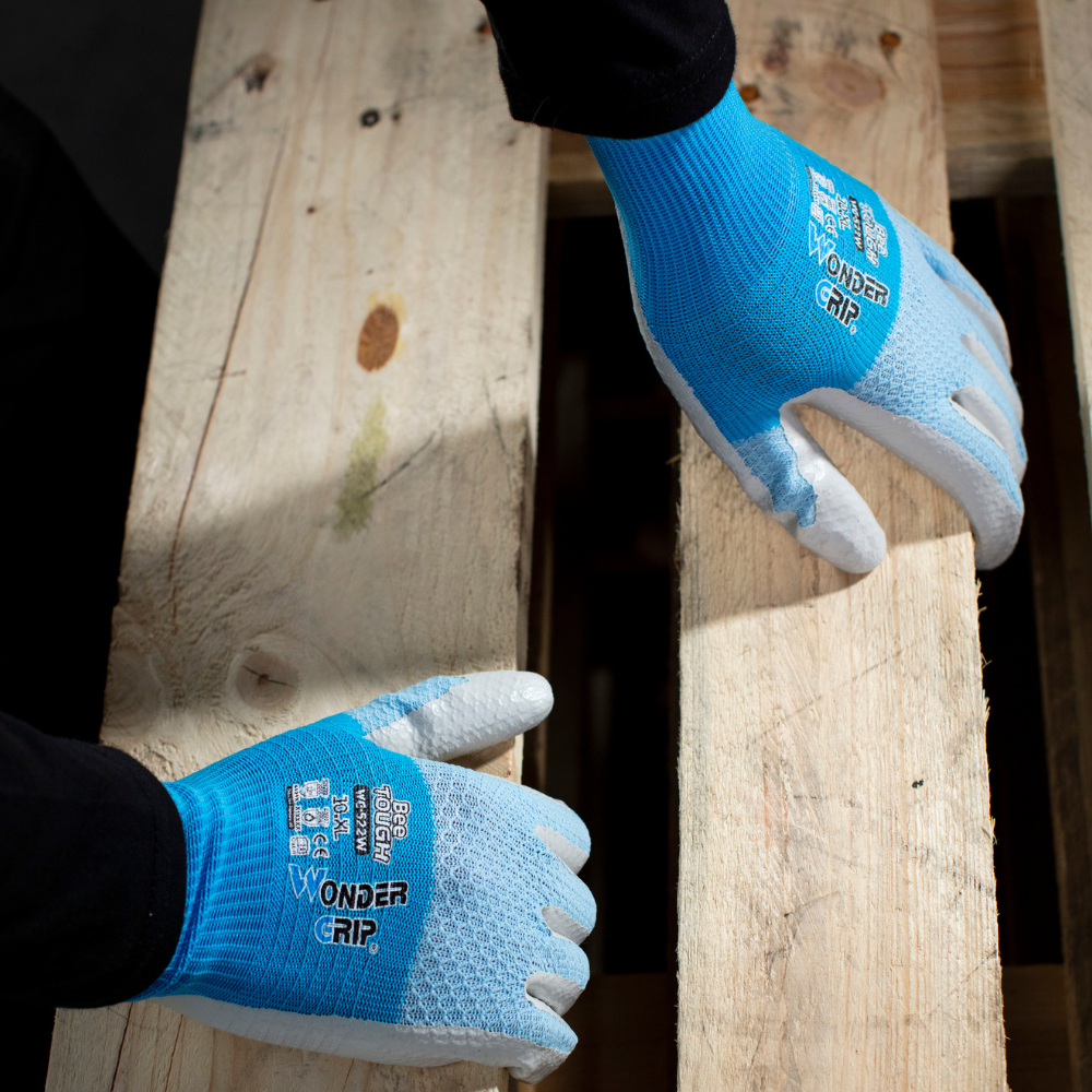 Guanti lavoro bee-tough ultraleggeri bianco celeste resistenza calore wondergrip *** misura medium - m, confezione 1