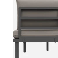 Set di mobili da giardino 5 posti con cuscini, 2 tavolini da caffè in vetro temperato, 85x60x78 cm, Grigio