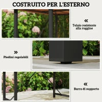 Tavolo da Giardino 160x90 cm in Legno di Acacia e Acciaio con Piano a Doghe, Teak
