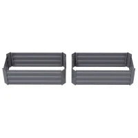 Set di 2 Letti per Orto in Lamiera Ondulata, 100L x 50l x 30H cm, Grigio