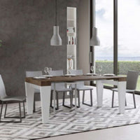 shopinnovativo- Consolle allungabile 90x40/196 cm Spimbo Mix Small piano noce - struttura bianco frassino