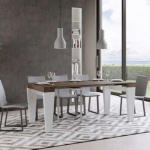 shopinnovativo- Consolle allungabile 90x40/196 cm Spimbo Mix Small piano noce - struttura bianco frassino