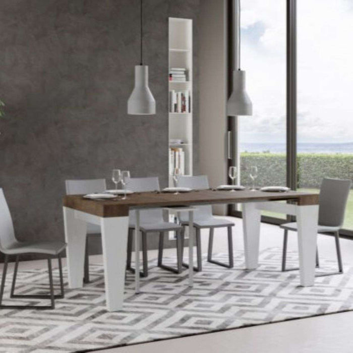 shopinnovativo- Consolle allungabile 90x40/196 cm Spimbo Mix Small piano noce - struttura bianco frassino