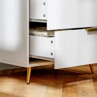 Comoda da Camera Moderna con 4 Cassetti Frontali con Design Ondulato Anti-ribaltamento 60x40x90 cm Bianco