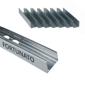 Montante c standard 2 m profilo preforato sp 0,6 mm fissaggio cartongesso 8 pz *** misure 47 x 74 x 50 mm, confezione 1