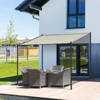 Gazebo Pergola Addossata da Giardino 3x3m in Metallo e Poliestere Beige