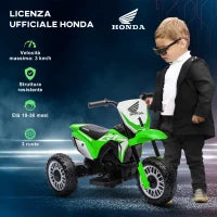 Moto Elettrica per Bambini con Licenza Honda CRF450RL a 3 Ruote, Età 18-36 Mesi, Verde