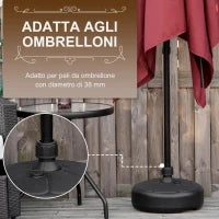 Base per Ombrellone Rotonda in Plastica Riempibile con Acqua e Sabbia, per Pali da 38 mm, Ø38 cm, Nero