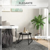 Tavolino da Esterni Ø48x37 cm in Metallo Nero con Piedini Regolabili