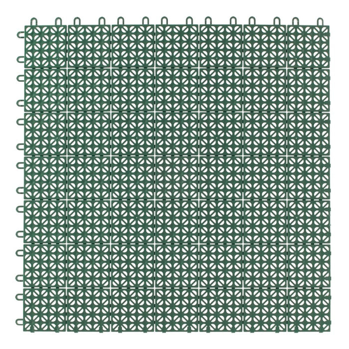 Ezooza MultiFlex – 11 Piastrelle Drenanti Flessibili per Esterni (1 m²), 30x30 cm, Plastica Riciclata, Colore: Verde
