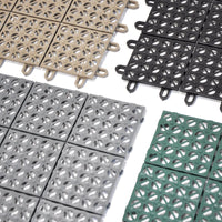 Ezooza MultiFlex – 56 Piastrelle Drenanti Flessibili per Esterni (5 m²), 30x30 cm, Plastica Riciclata, Colore: Marrone