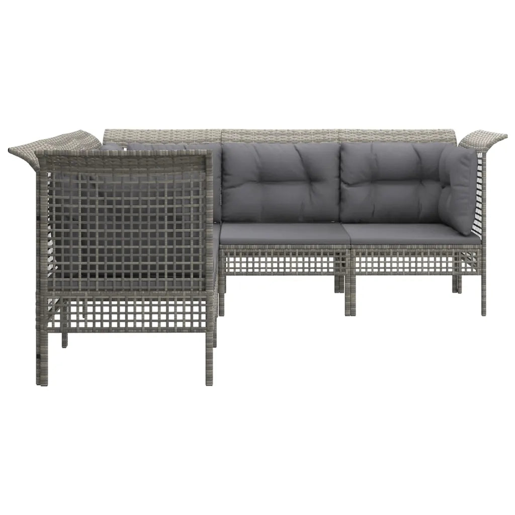Set Divani da Giardino 5 pz | Set Salotto da Giardino con Cuscini in Polyrattan Grigio
