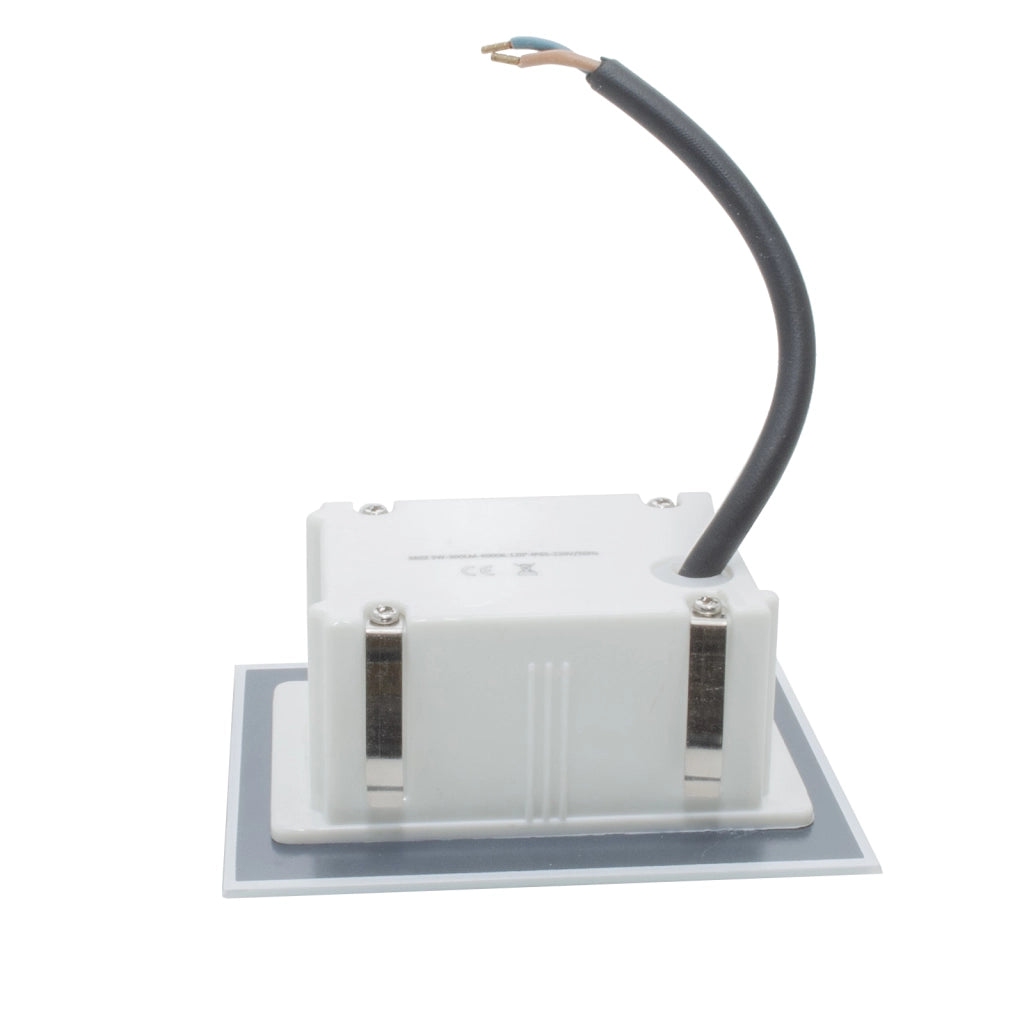 Faretto LED 3W segnapassi vetro IP65 incasso muro scatola 503 luce balcone viale giardino scale gradini 230V 4000K
