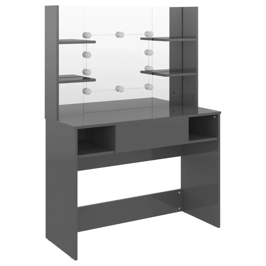 Toeletta con Luci LED 100x40x135 cm in MDF Grigio Lucido 331543