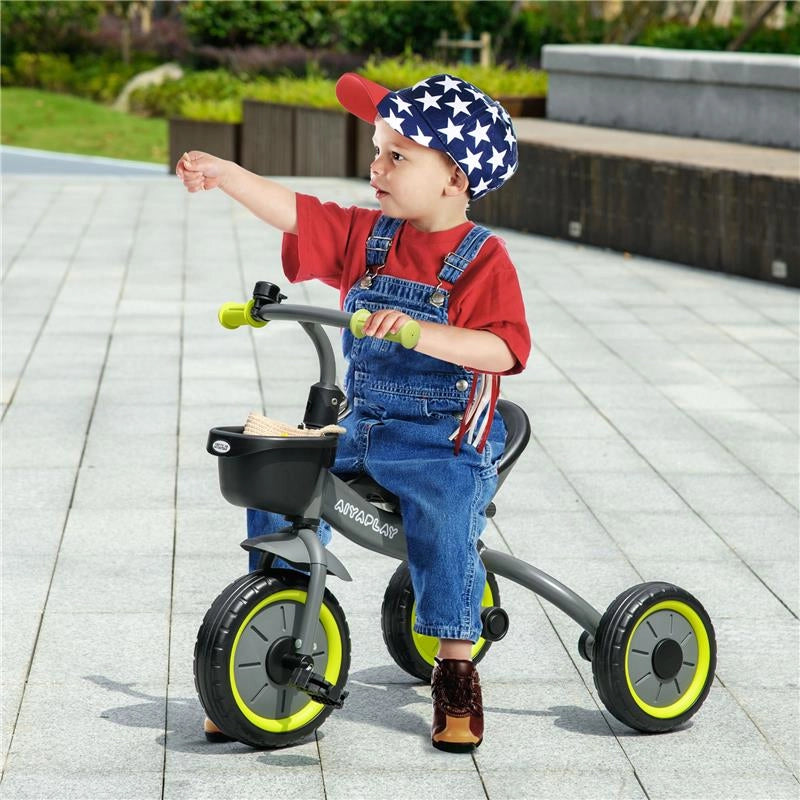 TRICICLO PER BAMBINI DA 2-5 ANNI CON SEDUTA REGOLABILE E CAMPANELLO, 70.5X50X58CM, NERO