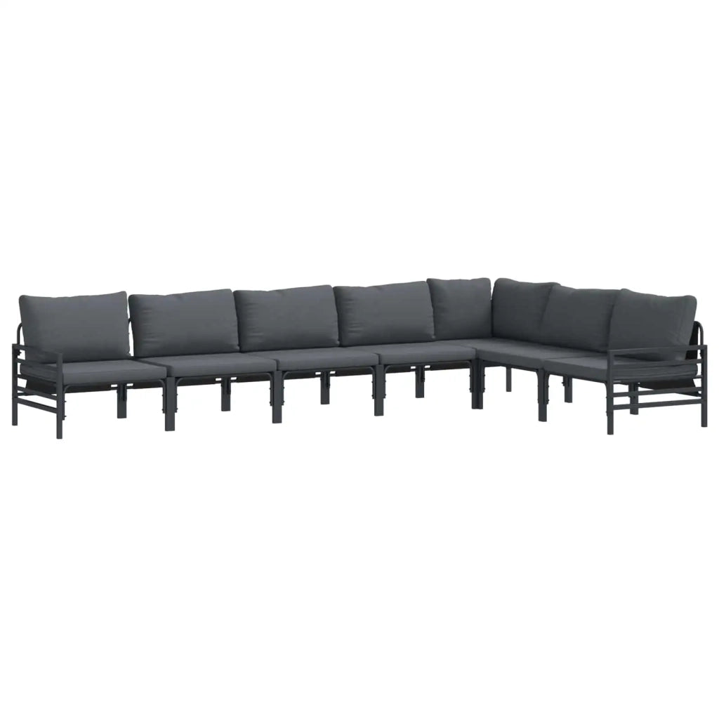 Set Divano da Giardino con cuscino 7 pcs Nero Acciaio 3378992