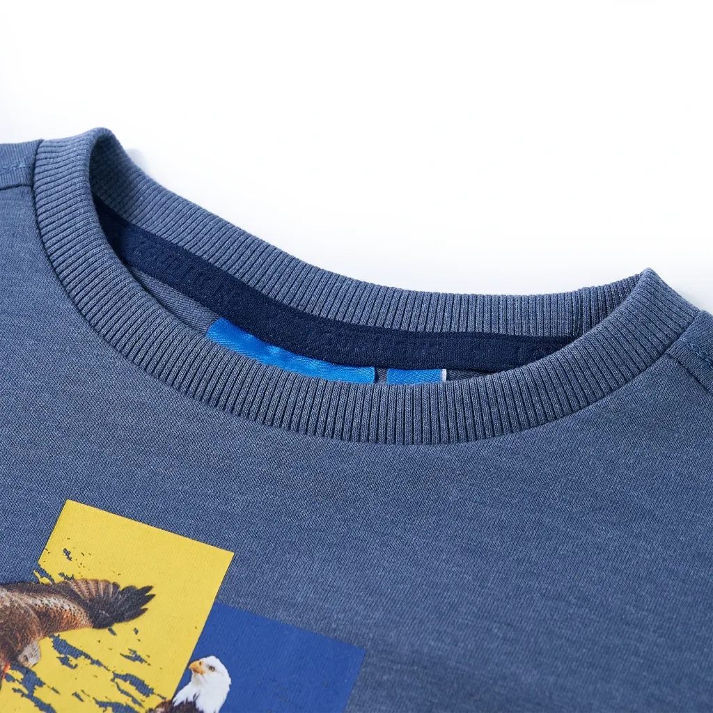 Maglietta Bambino a Maniche Lunghe Blu Mélange 116 12991