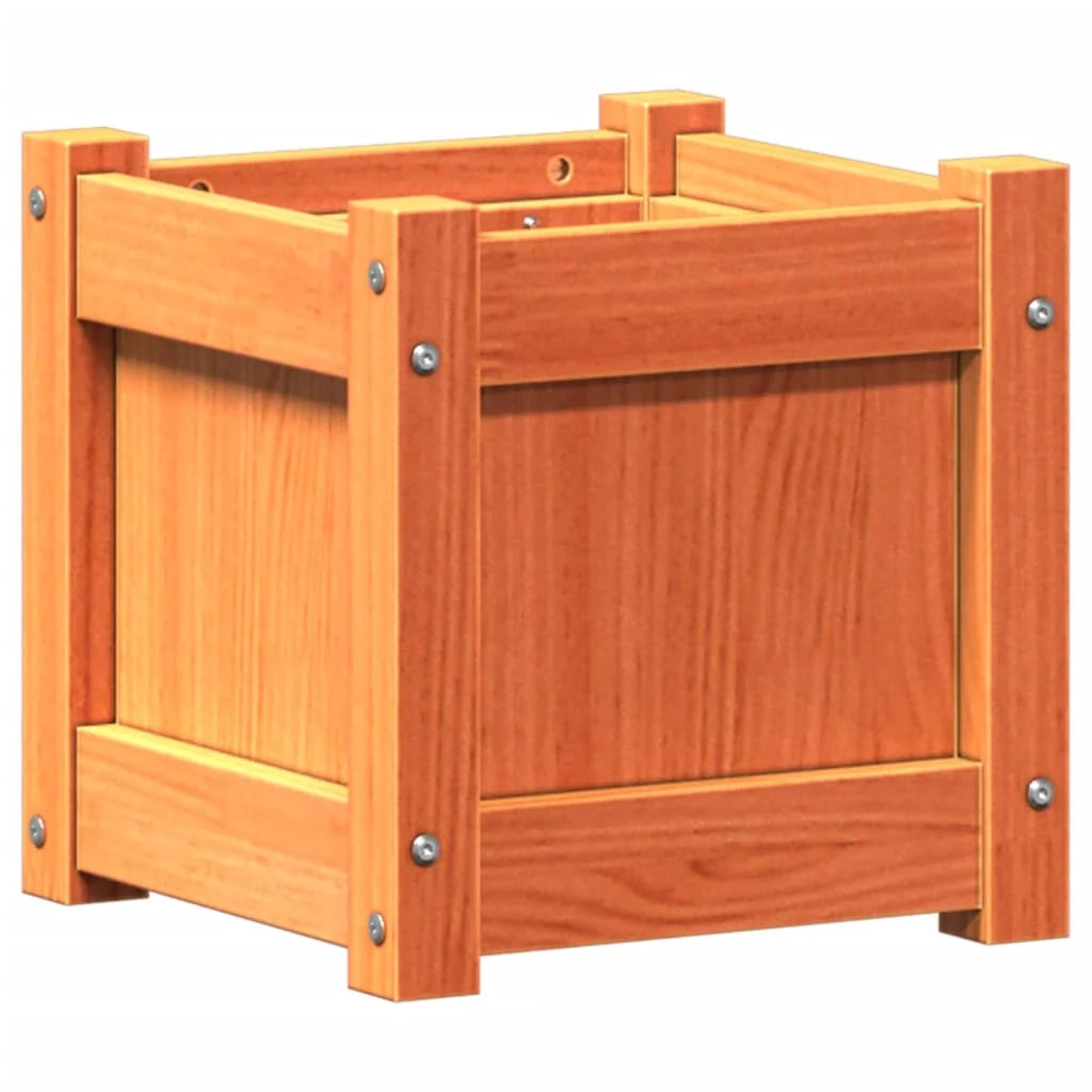 Fioriera rialzata per piante fiori terrazza giardino finitura a cera 31 x 31 x 31 cm legno di pino massiccio marrone 02_0038450
