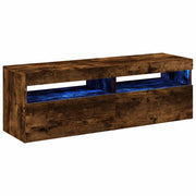 Mobile TV multimediale scaffale TV credenza mobile TV sala da pranzo soggiorno camera da letto 2 pezzi con luci LED rovere affumicato 60 x 35 x 40 cm marrone 02_0028577